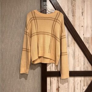 SHEIN Checkered Knit Sweater in Cream
